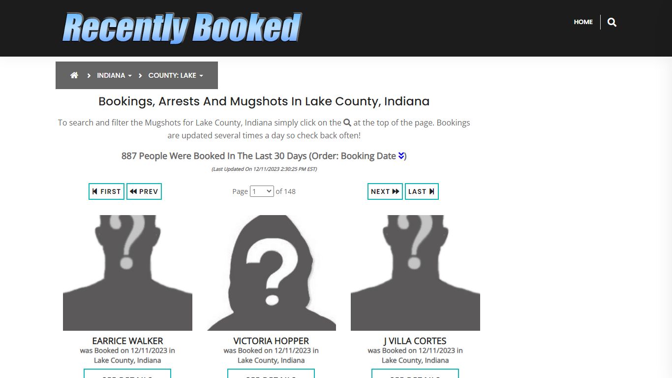 Recent bookings, Arrests, Mugshots in Lake County, Indiana